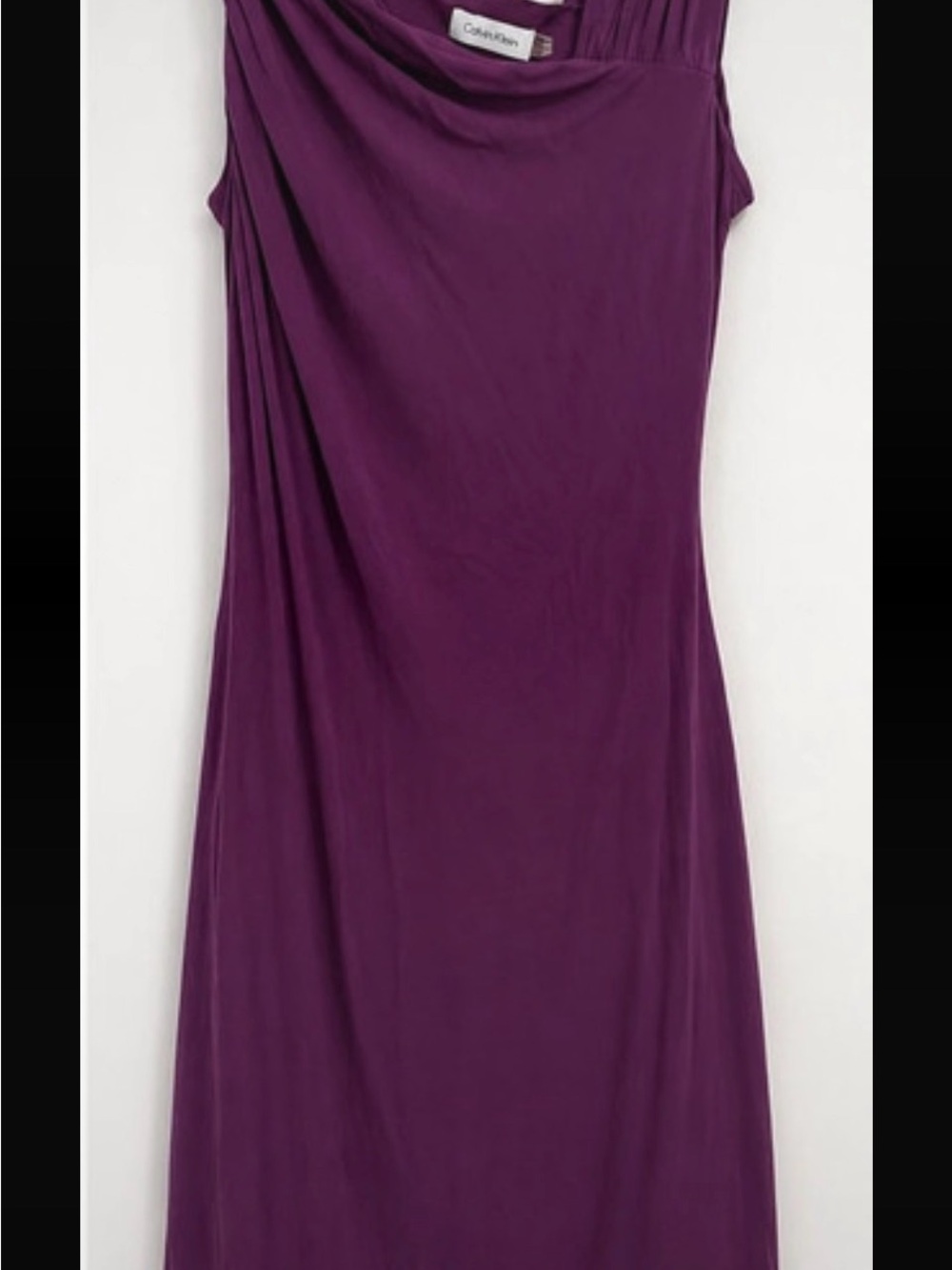 Calvin Klein Plum Sleeveless Drape-Neck Dress